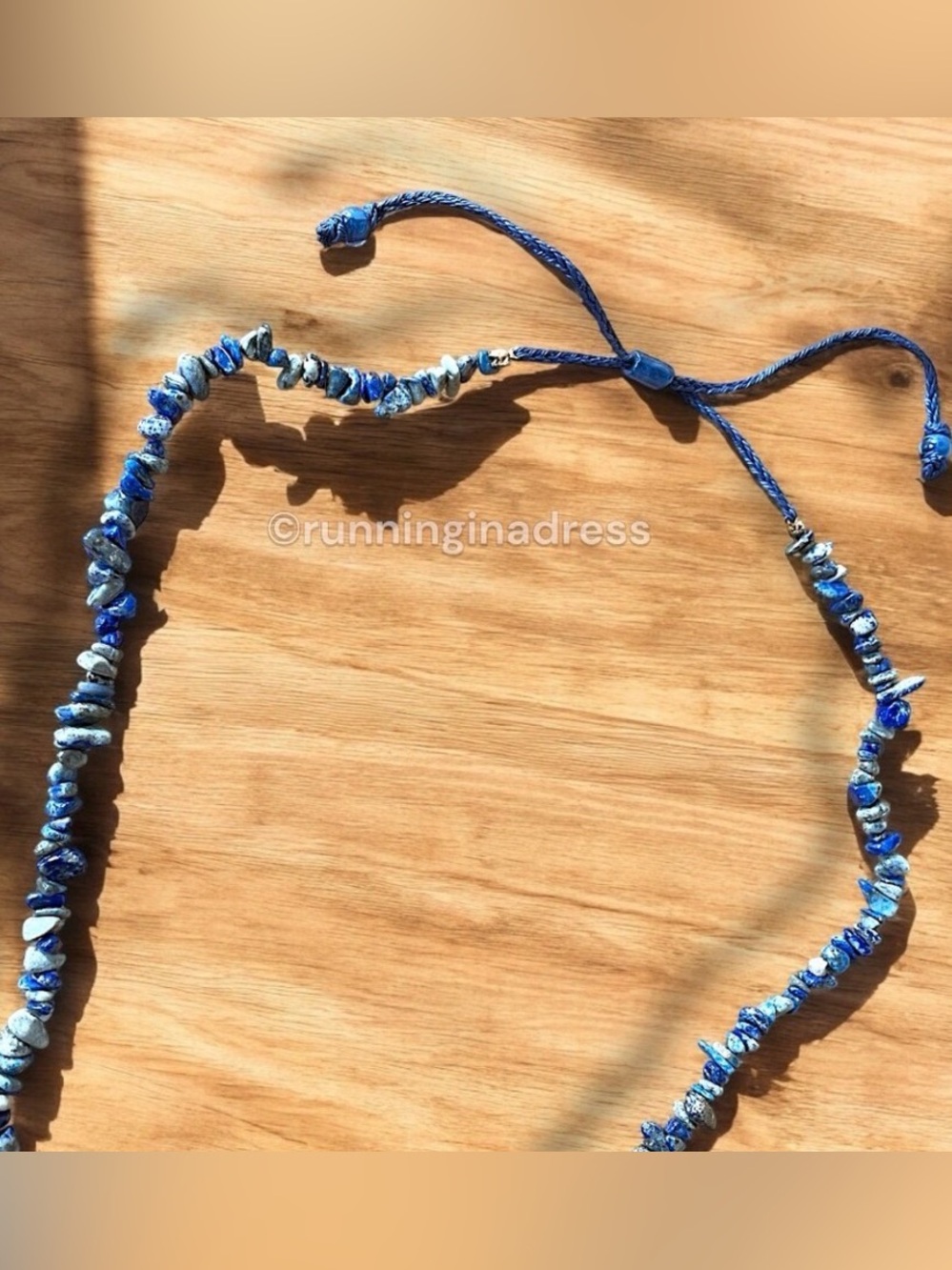 Free People Lapis Lazuli Beaded Necklace Blue Coastal Boho NWT - Picture 9 of 13